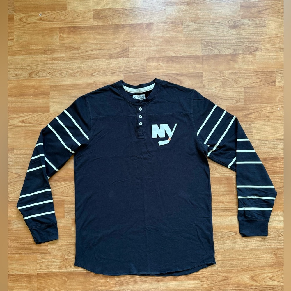 Black Vintage Used Men's CCM Shirt New York Long Sleeve